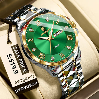 Poedagar 883 Men's Luxury Quartz Watch – Stainless Steel Band, Waterproof, Luminous, Date
