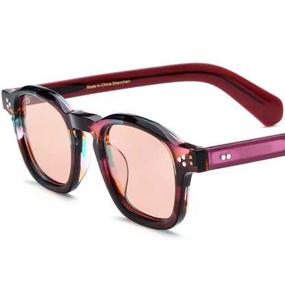 Matte Acetate Square Polarised Sunglasses - Purple Pink Lens - MCROONS
