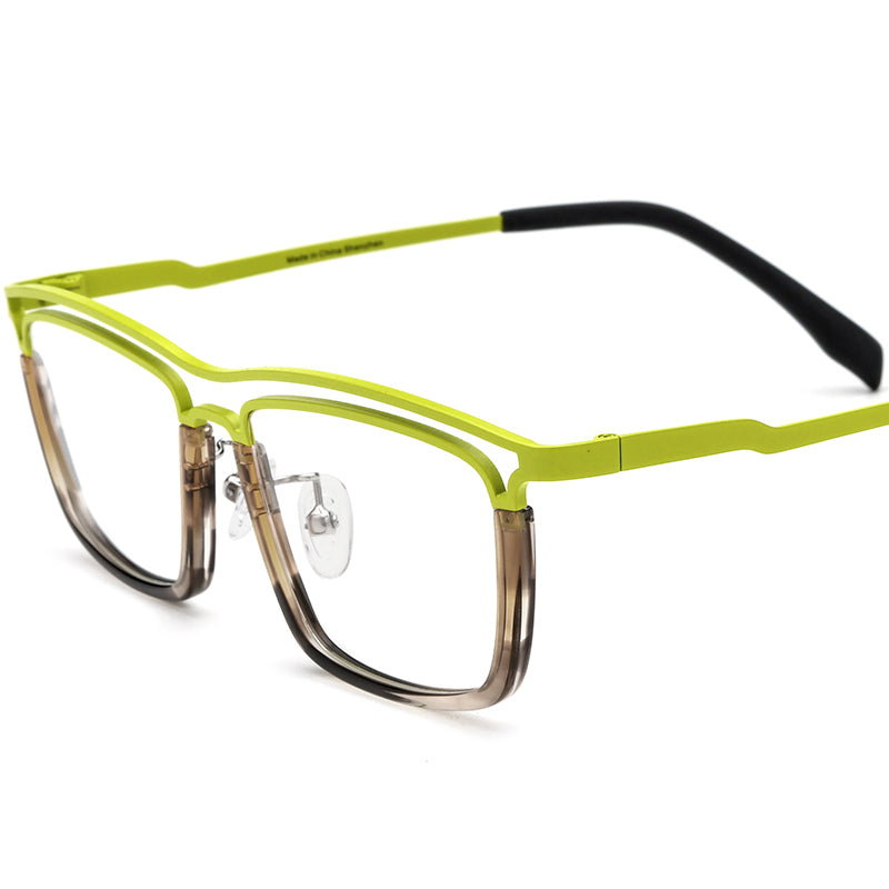 Vintage Square Acetate Titanium Optical Glasses Frame - Green - MCROONS