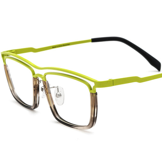 Vintage Square Acetate Titanium Optical Glasses Frame - Green - MCROONS