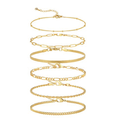 Multy Layer Summer Women'S Ankle Bracelet Fashion 18K Gold Plated Alloy Dainty Jewelry Foot Chain Anklet for Women .