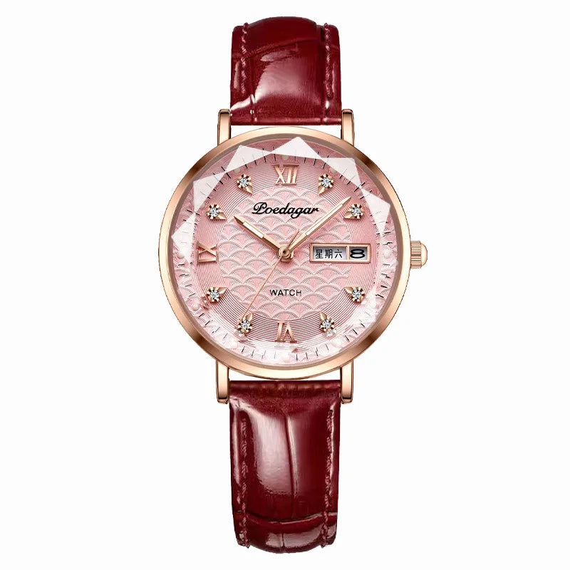 Poedagar 3011 Women's Luxury Quartz Watch – Stainless Steel Band, Waterproof, Luminous, Date
