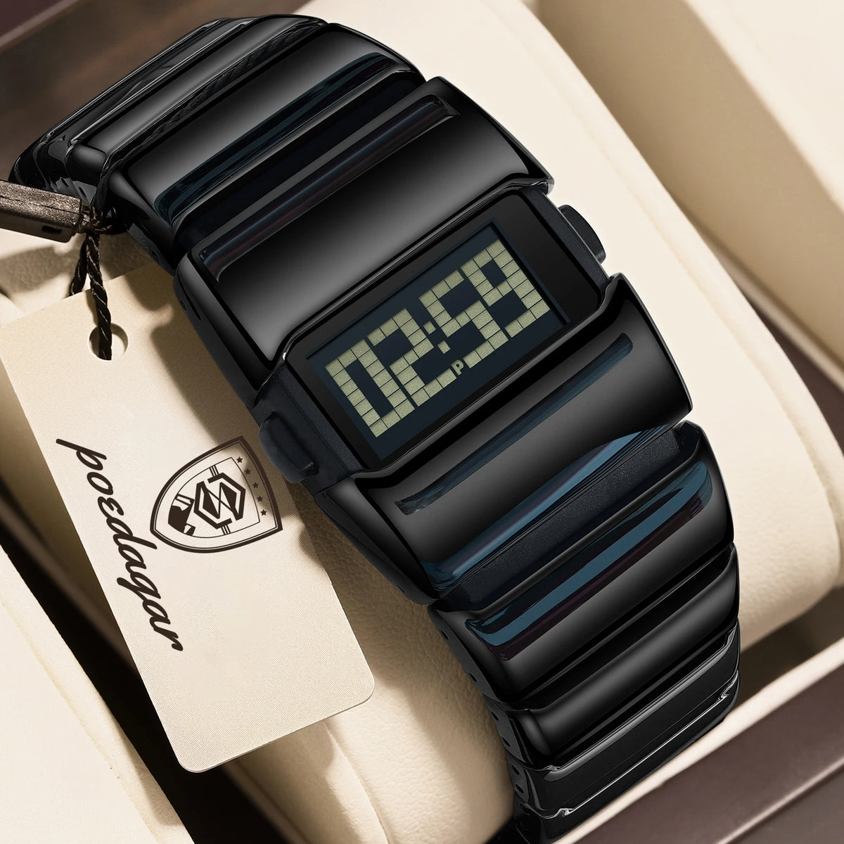 Poedagar E126 Men's Luxury Chronograph Digital Watch – Stainless Steel Band, Waterproof, Luminous, Date