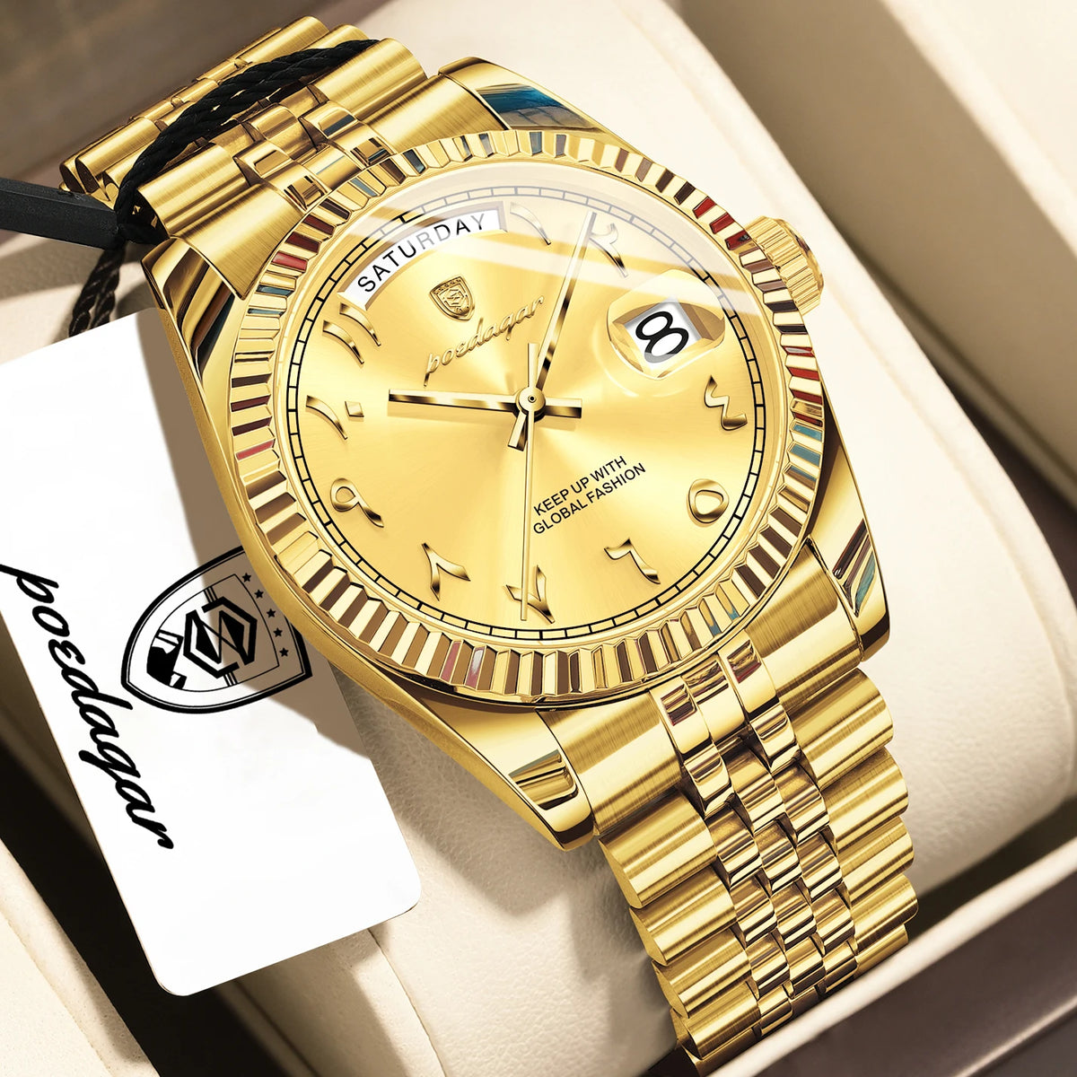 Poedagar 845 Men's Luxury Quartz Watch – Stainless Steel Band, Waterproof, Date