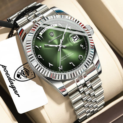Poedagar 845 Men's Luxury Quartz Watch – Stainless Steel Band, Waterproof, Date