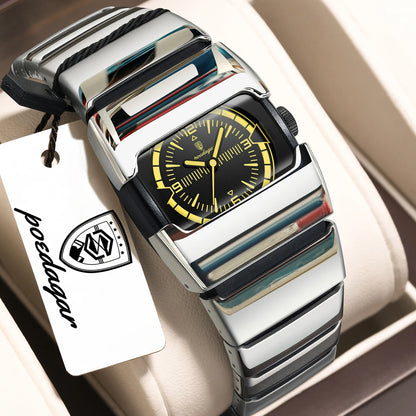 Poedagar 846 Men's Luxury Quartz Watch – Stainless Steel Band, Waterproof, Luminous
