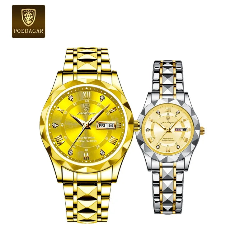 Poedagar Women's Luxury Quartz Watch – Stainless Steel Band, Waterproof, Luminous, Date