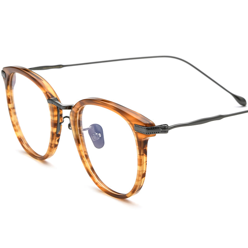 Designer Square Optical Glasses Frame Titanium - Leopard - MCROONS