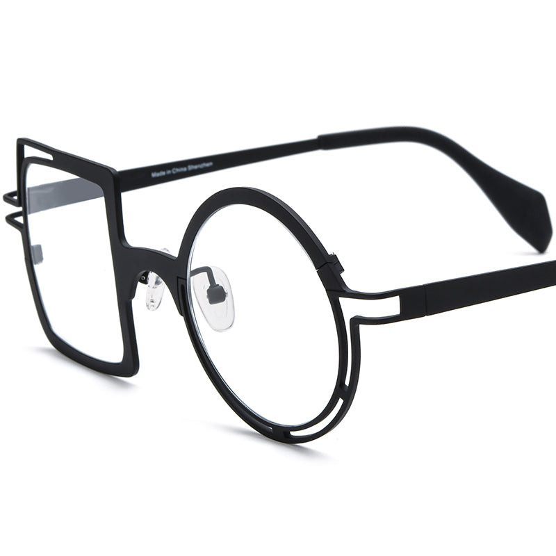 Square Round Titanium Optical Glasses - Black - MCROONS