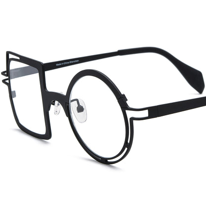 Square Round Titanium Optical Glasses - Black - MCROONS