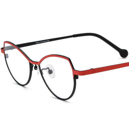 Colourful Titanium Cat Eye Optical Glasses Frame - Red Black - MCROONS