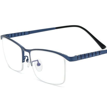 Half-Rim Square Titanium Optical Glasses Frame - MCROONS - Blue