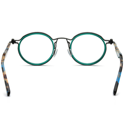 Acetate Titanium Round Optical Glasses Frame - MCROONS - back view
