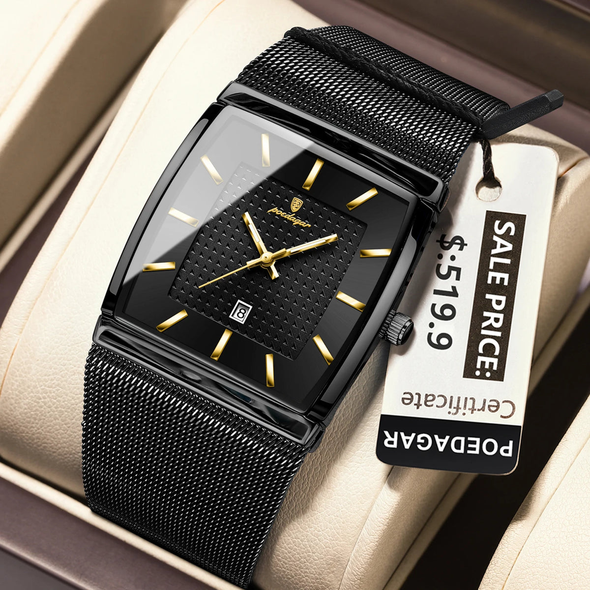 Poedagar 885 Men's Luxury Quartz Watch – Stainless Steel Band, Waterproof, Luminous, Date
