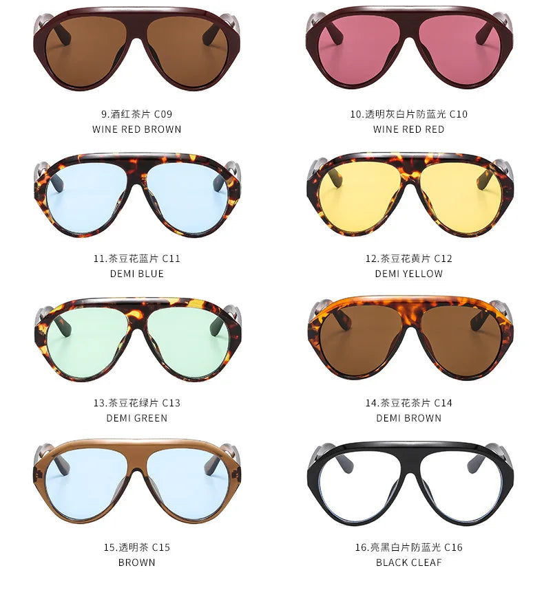 MCROONS Oversized Shield Pilot Sunglasses — UV400, Unisex