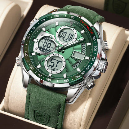 Poedagar E108 Men's Luxury Chronograph Quartz Watch – Leather Strap, Waterproof, Luminous, Date