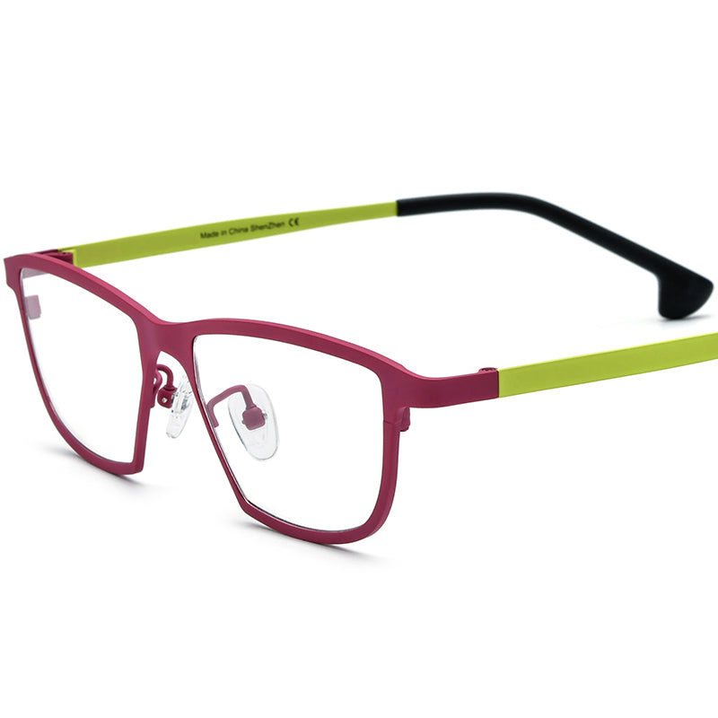 Colourful Titanium Square Optical Glasses Frame Lightweight - Red - MCROONS