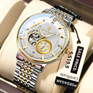 Poedagar 1416 Men's Luxury Automatic Mechanical Watch – Stainless Steel Band, Waterproof, Luminous