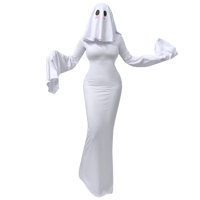 Cute Ghost Cosplay Backless Maxi Dress detail