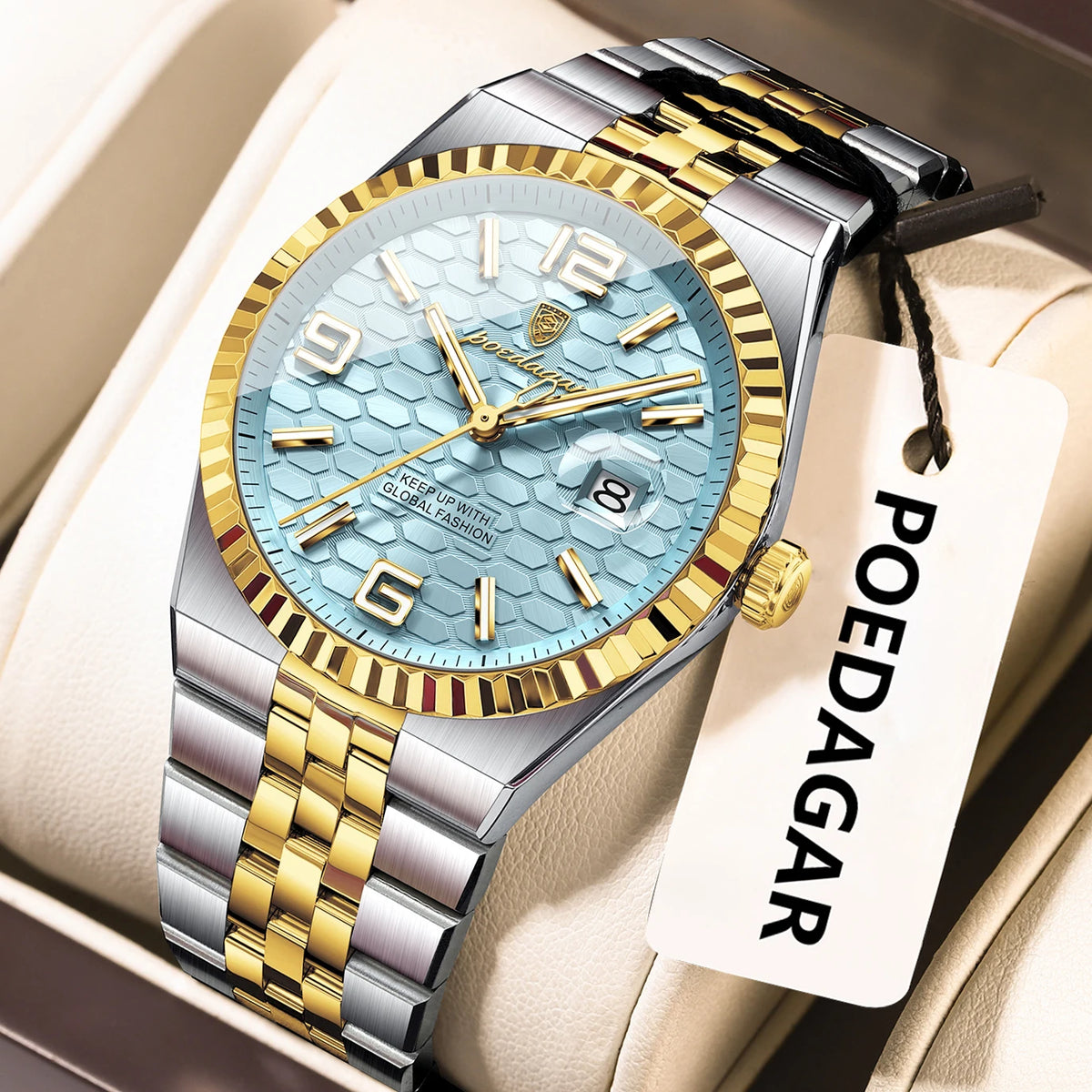 Poedagar 839 Men's Luxury Quartz Watch – Stainless Steel Band, Waterproof, Luminous, Date