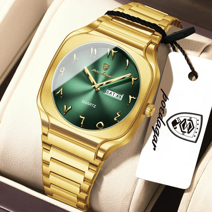 Poedagar 616 Men's Luxury Quartz Watch – Stainless Steel Band, Waterproof, Luminous, Date