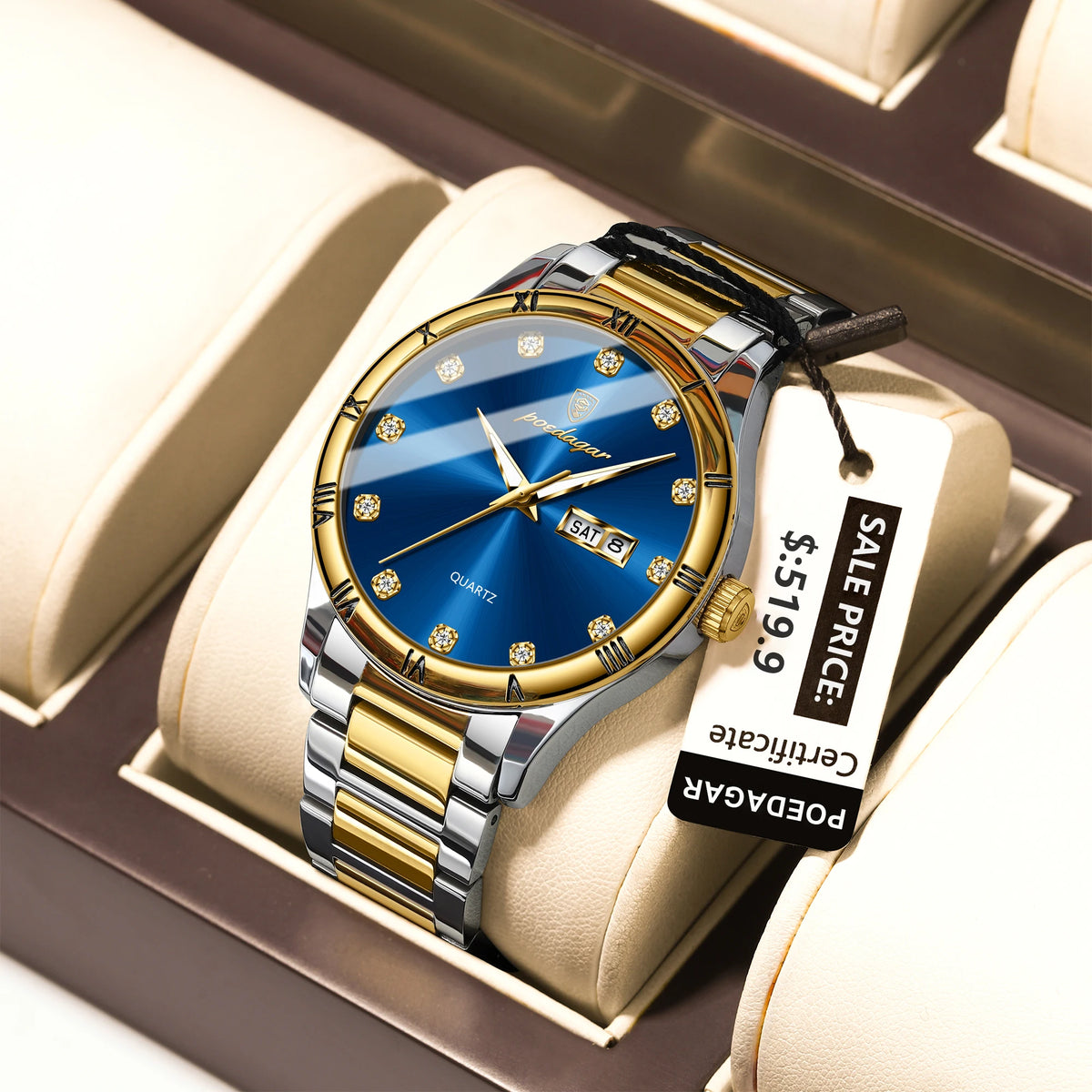 Poedagar 878 Men's Sport Quartz Watch – Stainless Steel Band, Waterproof, Luminous, Date