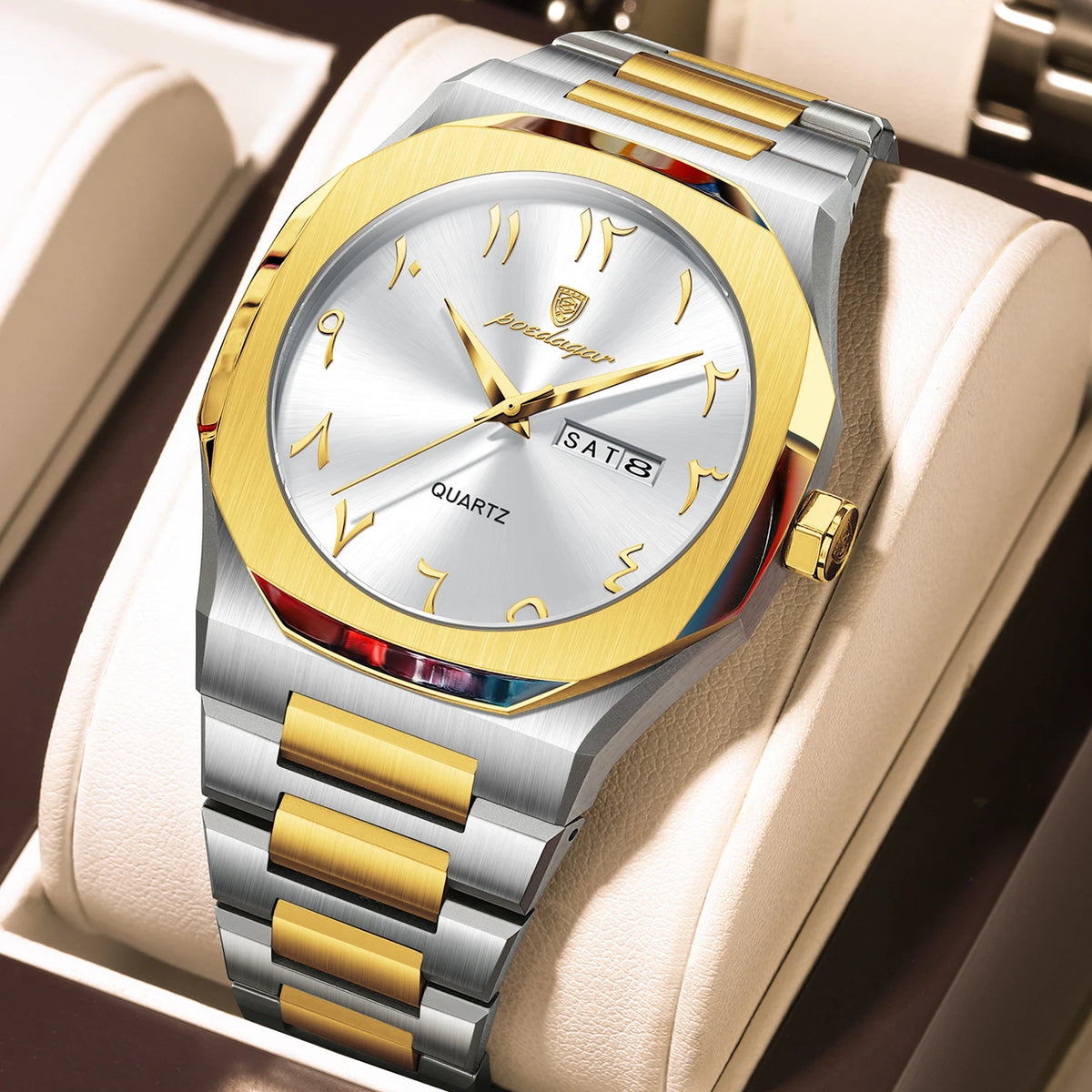 Poedagar 830 Men's Luxury Quartz Watch – Stainless Steel Band, Waterproof, Luminous, Date