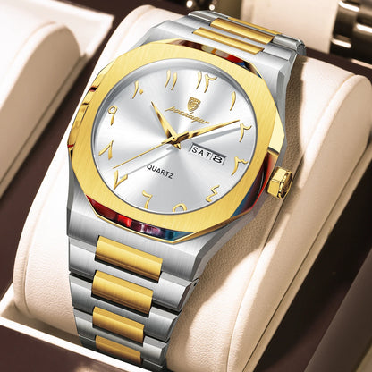 Poedagar 830 Men's Luxury Quartz Watch – Stainless Steel Band, Waterproof, Luminous, Date