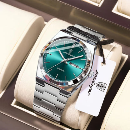 Poedagar 930 Men's Luxury Quartz Watch – Stainless Steel Band, Waterproof, Luminous, Date