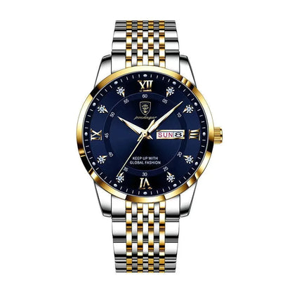 Poedagar 836 Men's Luxury Quartz Watch – Stainless Steel Band, Waterproof, Luminous, Date