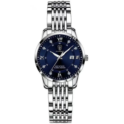 Poedagar 268 Women's Luxury Quartz Watch – Stainless Steel Band, Waterproof, Luminous, Date