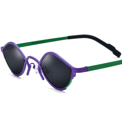Colourful Titanium Small Cat Eye Polarised Sunglasses - Purple - MCROONS