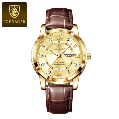 Poedagar 936 Men's Luxury Quartz Watch – Stainless Steel Band, Waterproof, Luminous, Date