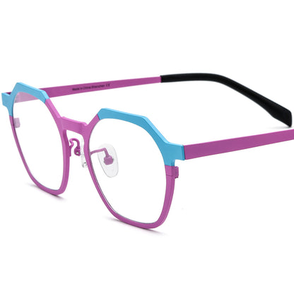 Colourful Titanium Octagon Optical Glasses Frame Vintage - Blue Purple - MCROONS