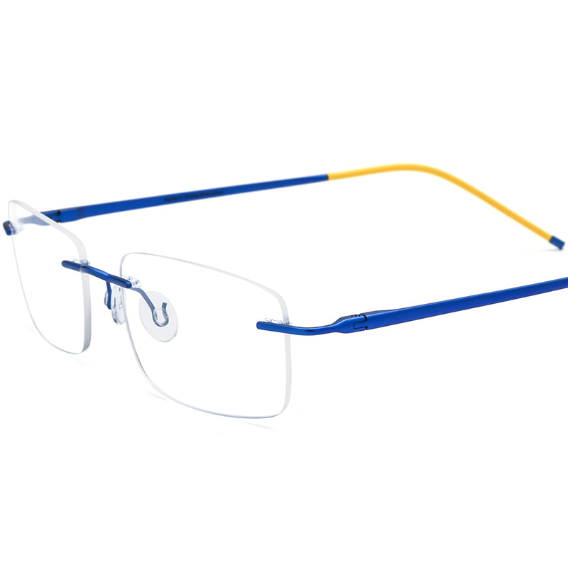 Rimless Titanium Square Optical Glasses Frame Ultralight - Blue - MCROONS