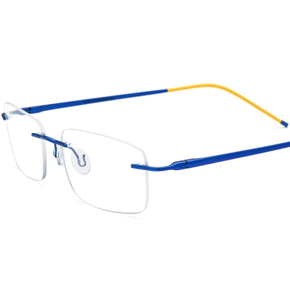Rimless Titanium Square Optical Glasses Frame Ultralight - Blue - MCROONS