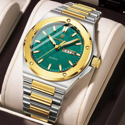 Poedagar 696 Men's Luxury Quartz Watch – Stainless Steel Band, Waterproof, Luminous, Date
