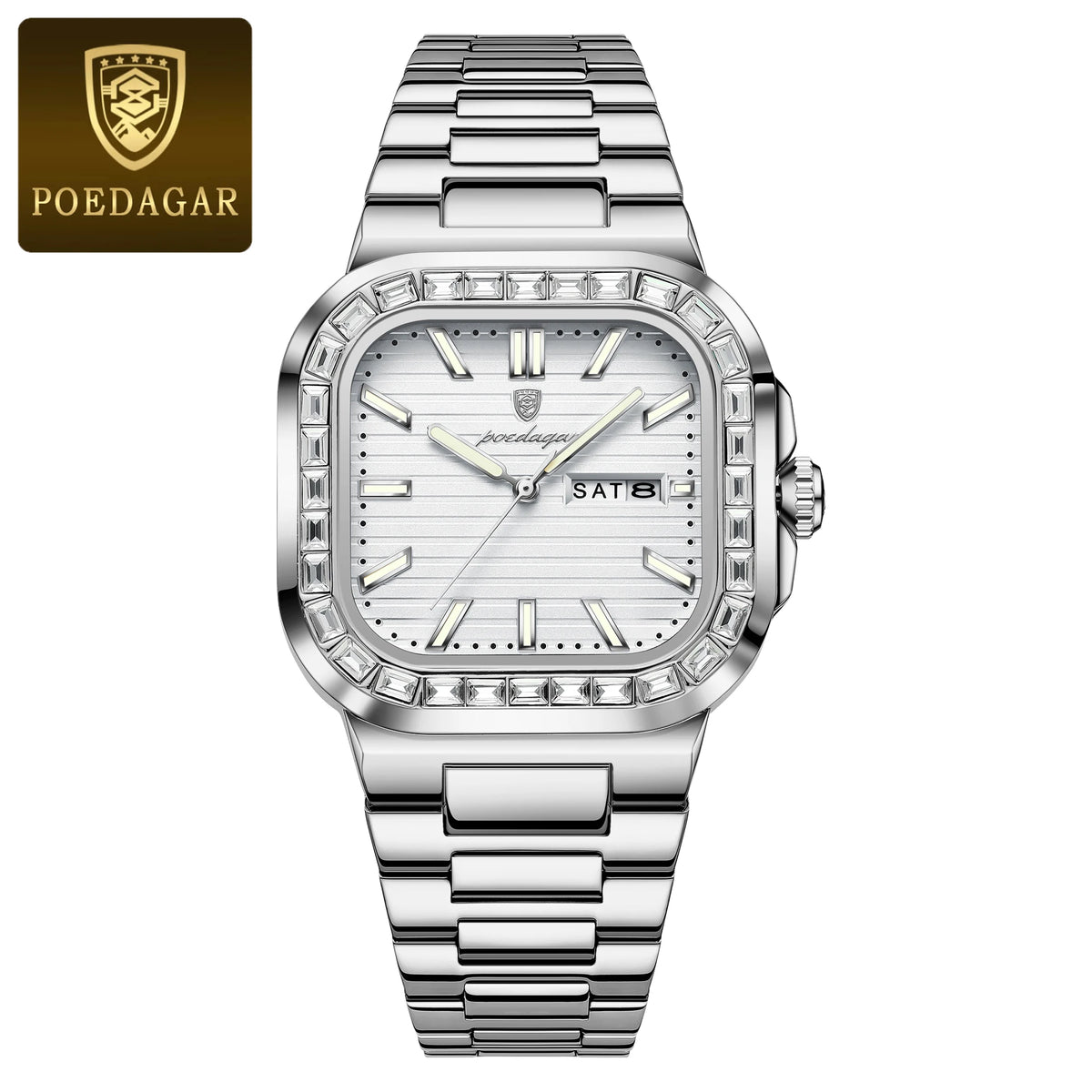 Poedagar 975 Men's Luxury Quartz Watch – Stainless Steel Band, Waterproof, Luminous, Date