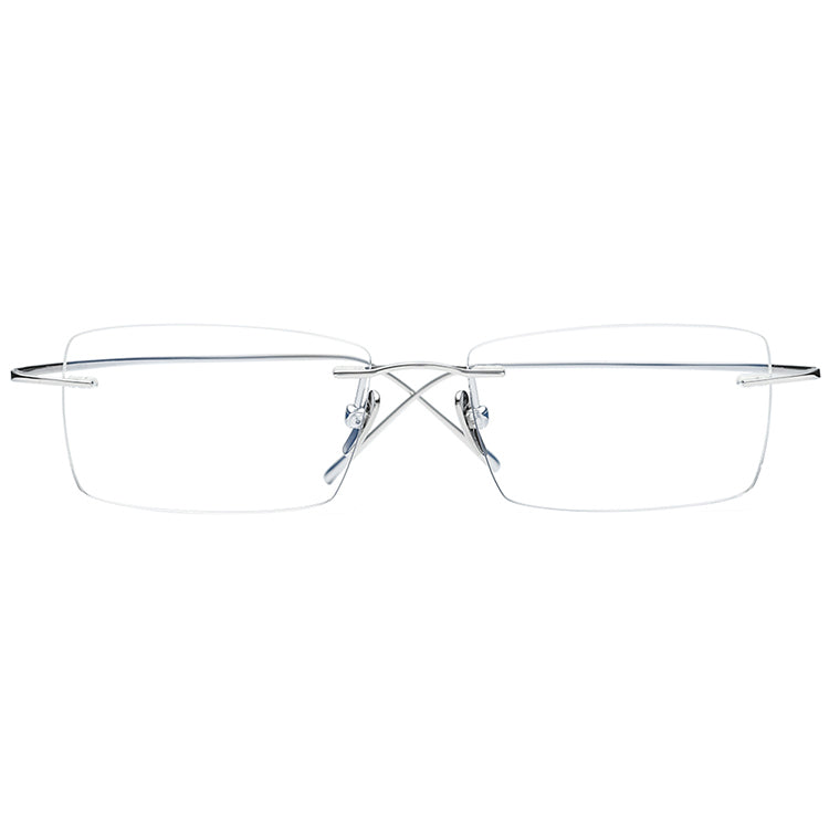 Sterling Silver Rimless Square Optical Glasses Frame - MCROONS - front view