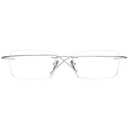 Sterling Silver Rimless Square Optical Glasses Frame - MCROONS - front view