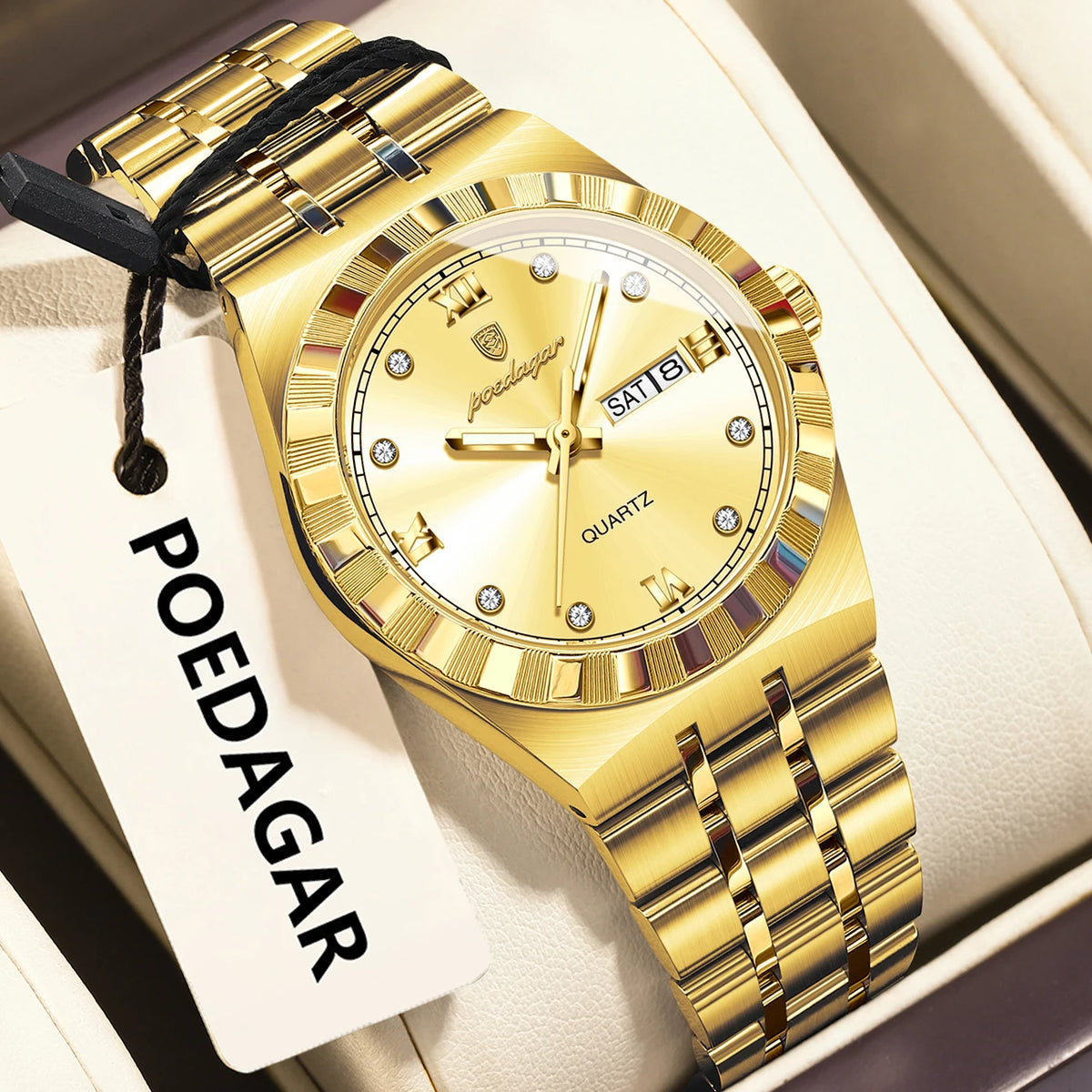 Poedagar 794 Women's Luxury Quartz Watch – Stainless Steel Band, Waterproof, Luminous, Date