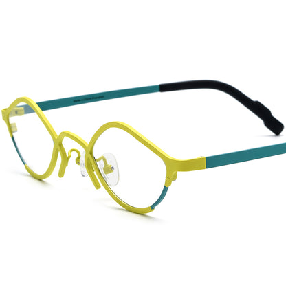 Matte Titanium Small Cat Eye Optical Glasses Frame - Matte Yellow - MCROONS