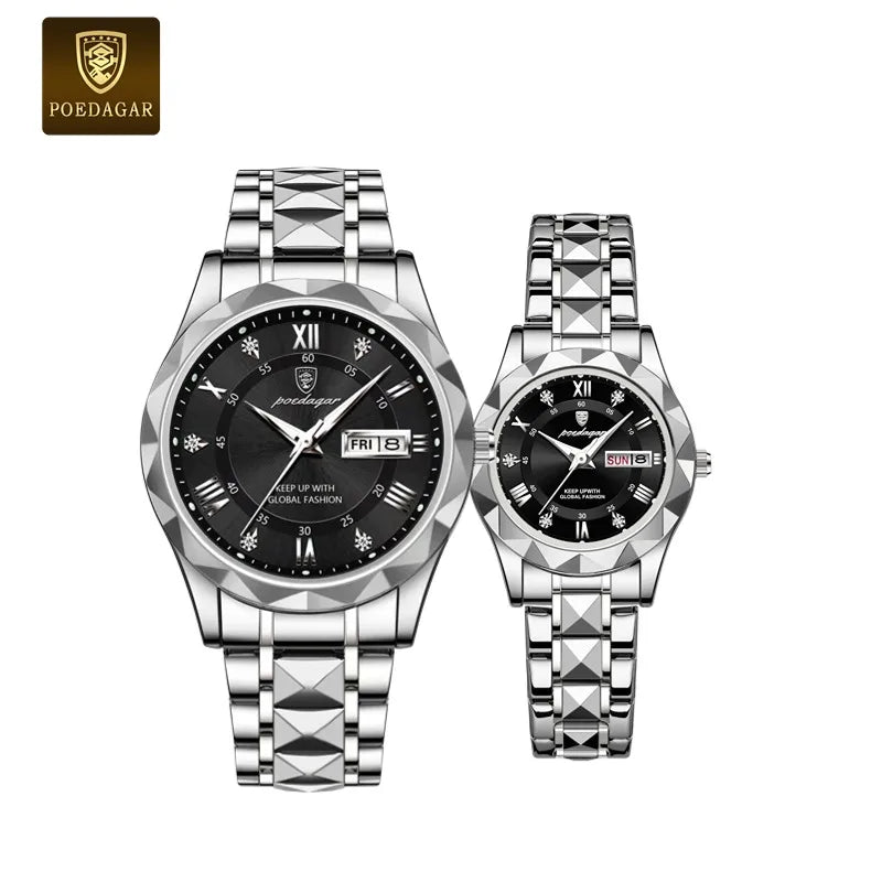 Poedagar Women's Luxury Quartz Watch – Stainless Steel Band, Waterproof, Luminous, Date