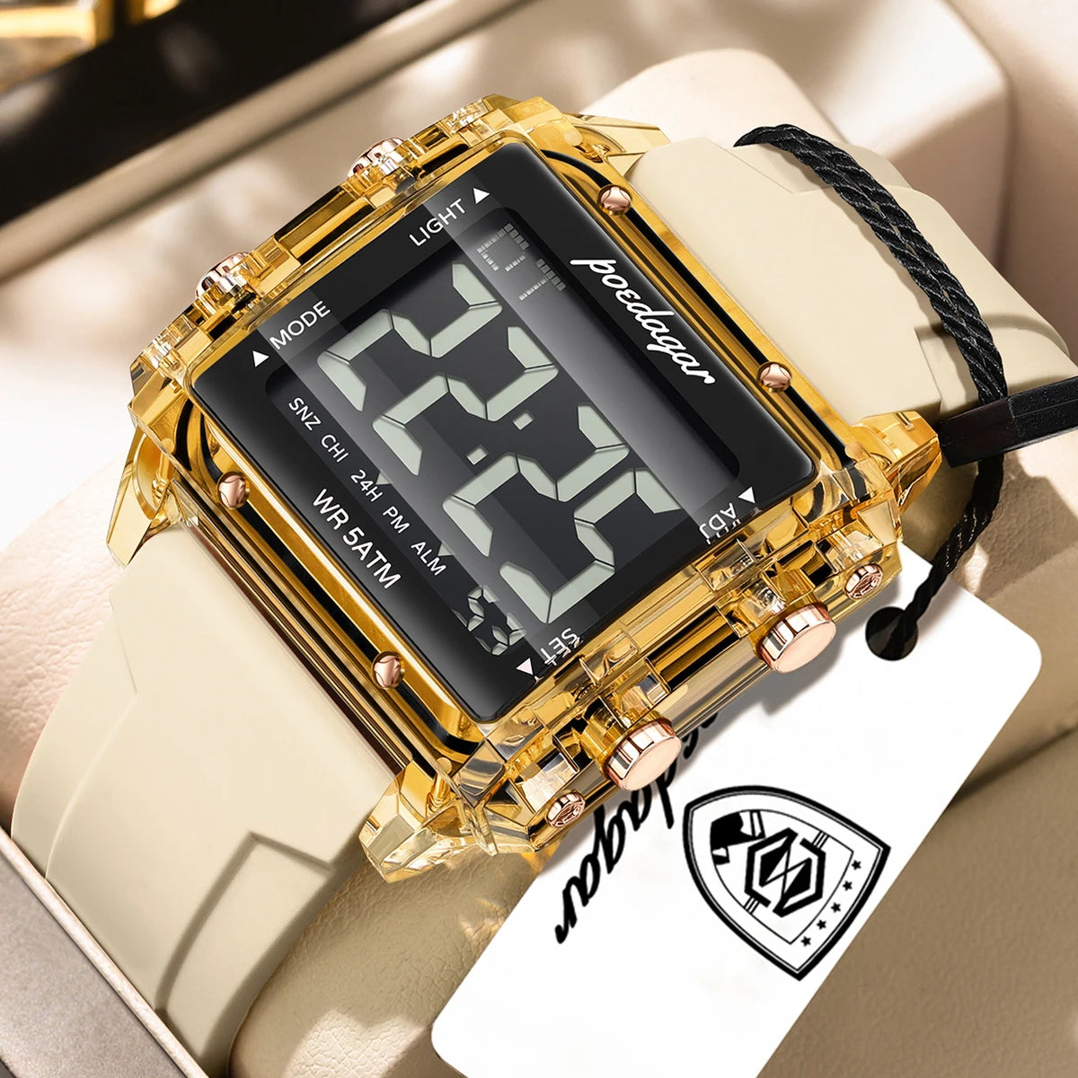 Poedagar E123 Men's Luxury Chronograph Quartz Watch – Silicone Strap, Waterproof, Date