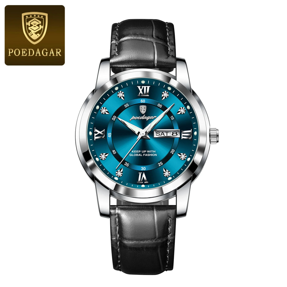 Poedagar 936 Men's Luxury Quartz Watch – Stainless Steel Band, Waterproof, Luminous, Date