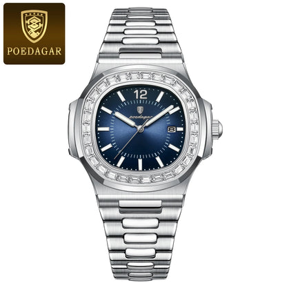 Poedagar 918 Men's Luxury Quartz Watch – Stainless Steel Band, Waterproof, Luminous, Date