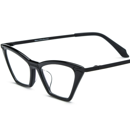 Vintage Colourful Small Cat Eye Acetate Optical Glasses Frame - Black - MCROONS