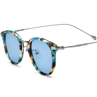 Square Acetate Titanium Sunglasses Polarized Mirrored UV400 - MCROONS - Silver