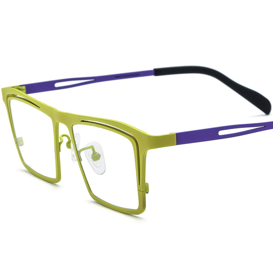 Colourful Titanium Square Optical Glasses Frame Classic - Green - MCROONS