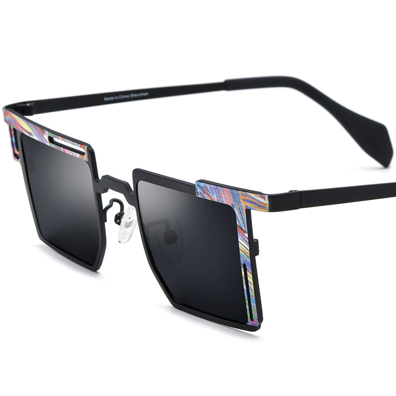 Square Titanium Sunglasses - Colorful Black - MCROONS